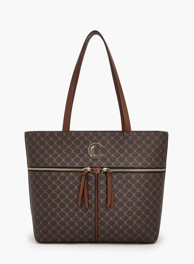 Le Confort Monogram Print Tote Bag With Double Handle